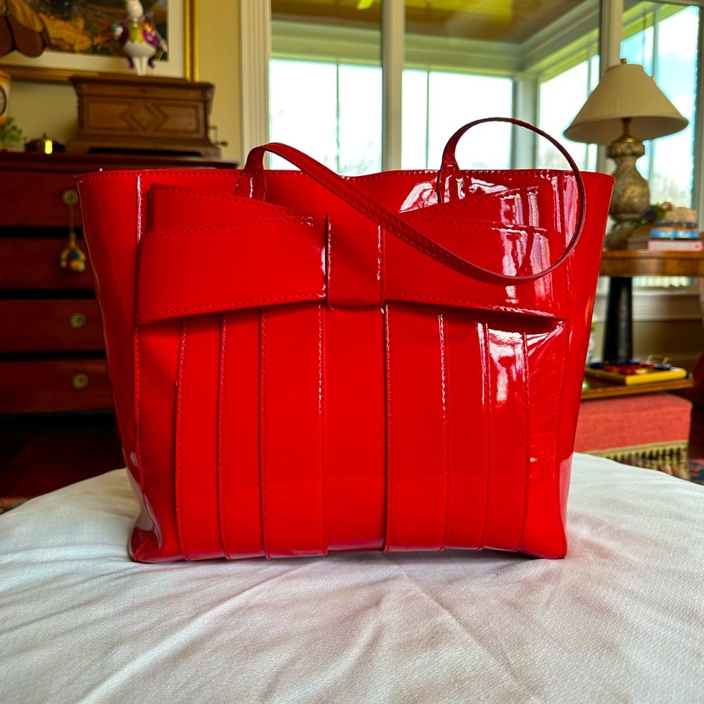 Z Spoke by Zac Posen Shirley Shopper Red Patent Leather Bow Bag